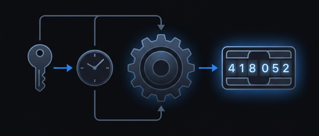 How a TOTP code is generated from a shared secret and the current time